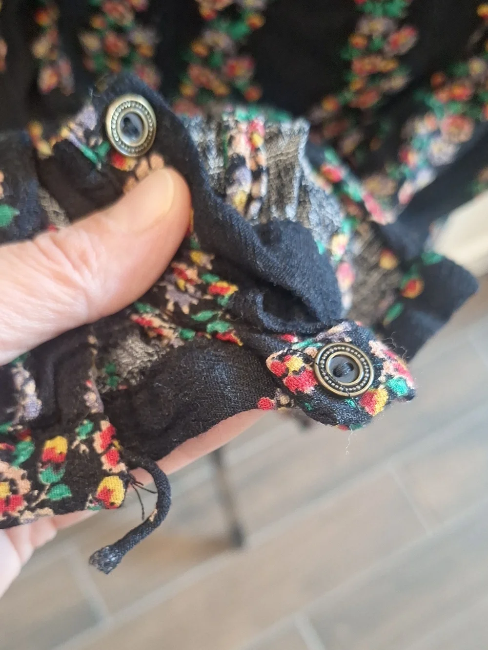 Free People Dark Romance Black Floral Long Sleeve Mini Dress Size XS
